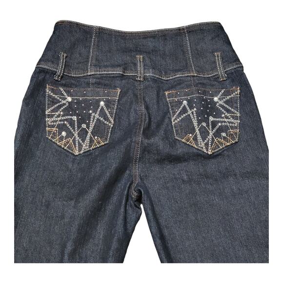Southpole High Waist  Jeans Size 11 Stretch Denim Dark Blue Wash Embellished - Picture 4 of 9